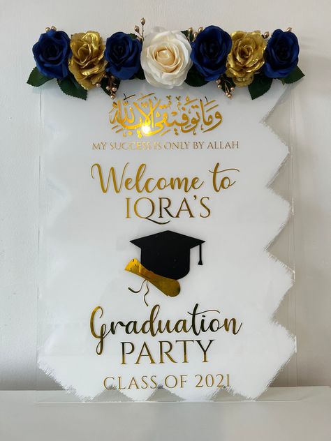 Doctor Graduation Party, Graduation Boards, Floral Wedding Sign, Acrylic Wedding Sign, Graduation Signs, Islamic Wedding, Event Sign, Rose Gold Mirror, Party Inspo