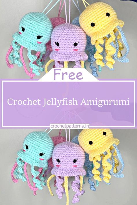 Jellyfish Amigurumi Fish Diagram, Jellyfish Amigurumi, Halloween Jelly, Unique Jellyfish, Crochet Jellyfish, Crocheted Jellyfish, Crochet Easy, Plushie Patterns, Crochet World