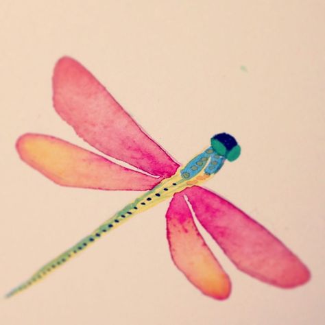 Watercolor Tattoo Ideas, Dragonfly Drawing, Watercolor Dragonfly, Art Papillon, Watercolor Hummingbird, Watercolor Beginner, Watercolor Paintings For Beginners, 3d Tattoos, Dragonfly Art