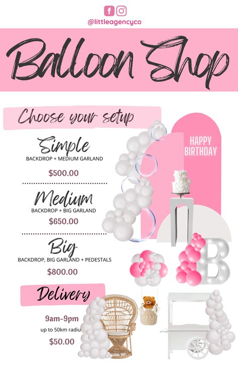 Transform Your Balloon Business with Our Editable Balloon Menu Templates! 🎈 Perfect for Balloon Artists. Bring your balloon decor vision to life and wow your clients with professional pricing and presentation. Download now and elevate your event styling business! #BalloonMenu #BalloonMockup #BalloonDecor #sweetcart #MarqueeLetters #Backdrops #EditableMenu #CanvaTemplates #BalloonArch #BalloonArtist #BalloonGarland #WeddingStyling #PartyDecor Ballroom Decorations, Party Rental Business Ideas, Balloon Pricing, Event Space Business, Bridal Shower Quotes, Balloon Hacks, Balloon Bar, Event Rental Business, Styling Business