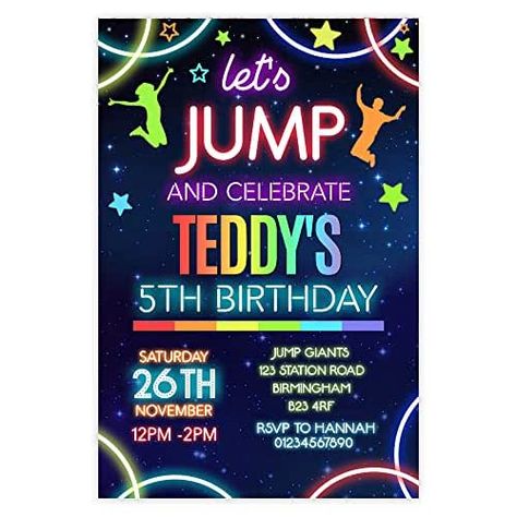 Urban Air Birthday Party Invitation, Jump Birthday Party Invitations, Jump Birthday Party, Urban Air, Boy Party Invitations, Party Stationery, Hello Kitty Birthday, Party Invites, 6th Birthday Parties