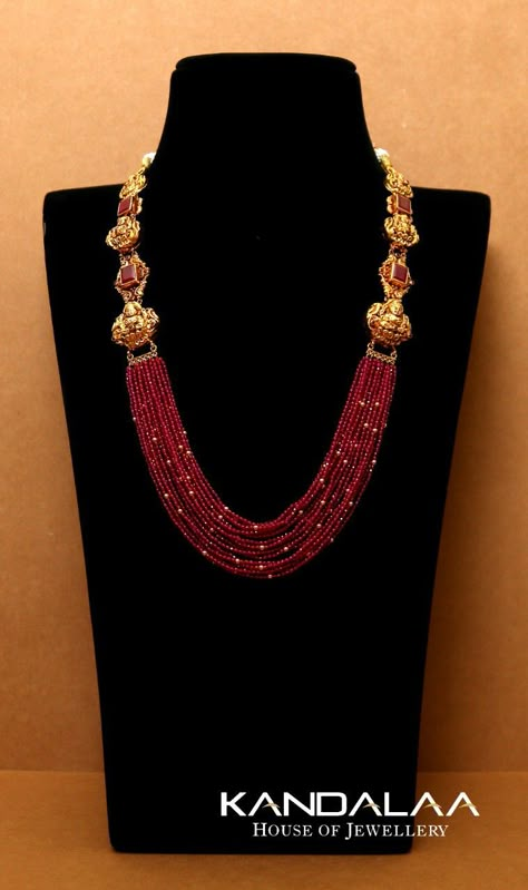 Beads Gold Jewellery Indian, Rubies Jewelry Necklaces Beads, Beads Haram, Beaded Wedding Jewelry, Bridal Necklace Designs, Neck Pieces Jewelry, Antique Necklaces Design, New Gold Jewellery Designs, Antique Gold Jewelry Indian