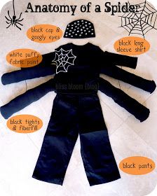 bliss bloom {blog} ~ a craft and lifestyle journal: [Make] A Cute Spider Costume Cute Spider Costume, Nursery Rhyme Costumes, Nursery Rhyme Costume, Ant Costume, Bug Costume, Cute Spider, Spider Costume, School Costume, Hallowen Costume