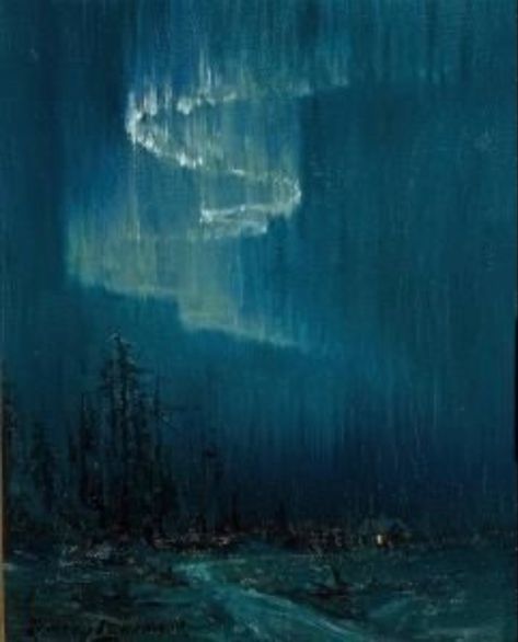 Northern Lights Artwork, Light Artwork, Northern Lights Art, Northern Lights Painting, 동화 삽화, Moonlight Painting, Oil Painting Nature, Night Sky Painting, Northern Light