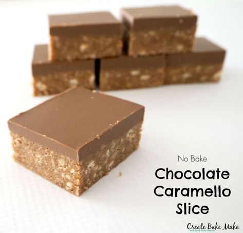 New and Improved No Bake Chocolate Caramello Slice - Create Bake Make Caramello Slice, Easy Caramel Slice, Salted Caramel Slice, Chocolate Caramel Slice, Slice Recipes, No Bake Slices, Coconut Slice, Slice Recipe, Chocolate Slice