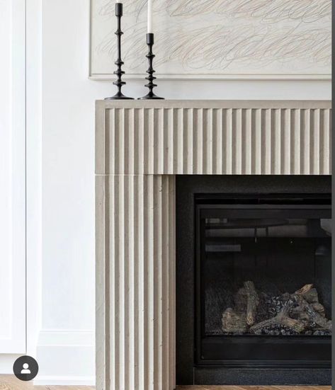 Modern Organic Fireplace, Organic Fireplace, Fluted Plaster, Plaster Fireplace, Stone Mantle, Cast Stone Fireplace, Contemporary Beach House, West Home, Custom Fireplace