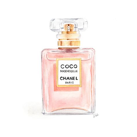 Chanel Coco Perfume Illustration Chanel Painting, Chanel Stickers, Chanel Perfume Bottle, Coco Chanel Mademoiselle, Perfume Art, Paris Perfume, Parfum Chanel, Mademoiselle Chanel, Chanel Perfume