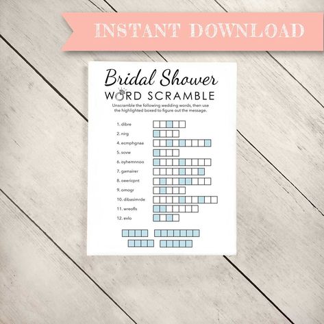 Excited to share this item from my #etsy shop: Bridal Shower Word Scramble Game, Wedding Game, Word Scramble, Shower Game, Wedding Game, Digital Download Bridal Shower Word Scramble, Bridal Word Scramble, Wedding Wording, Game Wedding, Scramble Game, Wedding Game, Wedding Shower Games, From Miss To Mrs, Word Scramble