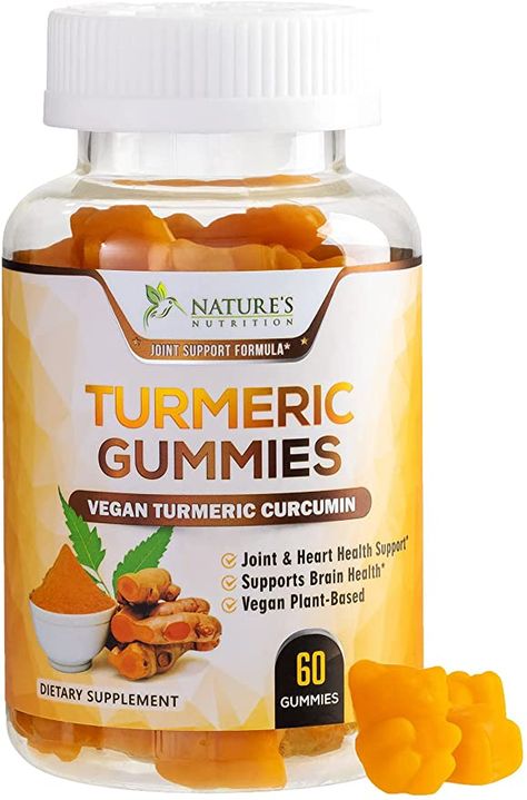 Amazon.com: Turmeric Curcumin Gummies with Black Pepper, Extra Strength Absorption Chewable Vitamins Gummy, Best Vegan Joint Support Tumeric Supplement - Joint Comfort Support for Men - 60 Gummies: Health & Personal Care Ginger Gummies, Turmeric Gummies, Curcumin Supplement, Chewable Vitamins, Turmeric Supplement, Turmeric Water, Turmeric Vitamins, Brown Spots Removal, Gummy Vitamins