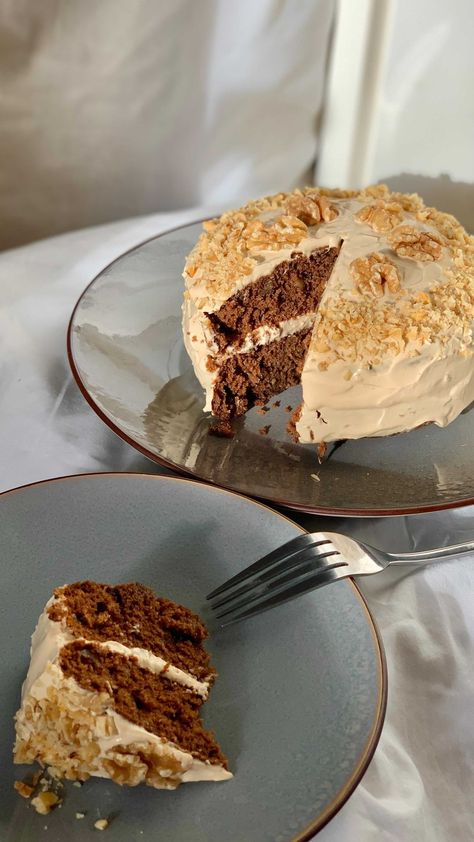 Baking A Cake Aesthetic, Coffee And Cake Aesthetic, Baking Cake Aesthetic, Coffee Cake Aesthetic, Coffee Walnut Cake, Coffee And Walnut Cake, Cake Aesthetic, Bakers Gonna Bake, Walnut Cake