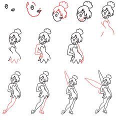 Drawing Tinkerbell full in 12 easy steps Tinkerbell Friends, Draw Tinkerbell, Tinkerbell Drawing, Draw Cartoon Characters, Disney Painting, Disney Drawing Tutorial, Easy Pictures To Draw, Drawing Steps, Easy Drawing Steps