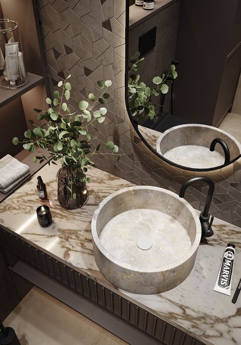 Redside bathroom on Behance Bathroom Sink Design, Modern Luxury Bathroom, Small Bathroom Sinks, Washbasin Design, Bathroom Decor Luxury, Washroom Design, Bathroom Design Decor, Sink Design, Bathroom Inspiration Decor