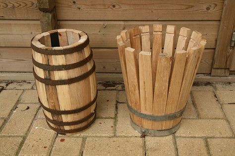 wood barrel staves 2 by willembak136, via Flickr Diy Whiskey Barrel, Miniature Wagon, Wine Barrel Crafts, Barrels Diy, Wooden Cups, Wood School, Barrel Projects, Wood Barrel, Model Train Scenery