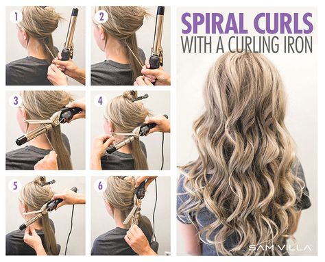 How To Curl Hair With 1 Inch Curling Iron, 1 In Curling Iron Curls, How To Curl Hair For Prom, How To Curl Hair For Wedding, Easy Curling Iron Hairstyles, How To Make Spiral Curls, Easy Ways To Curl Hair With Curling Iron, How To Spiral Curl Hair, What Size Curling Iron To Use