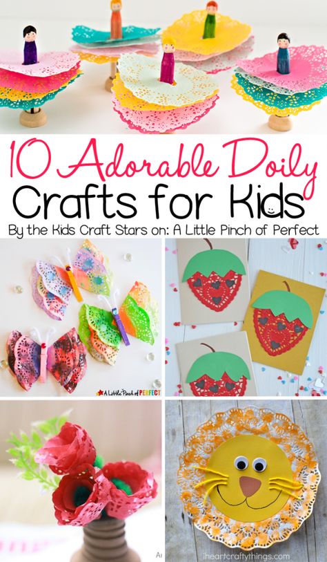 Doily Crafts For Kids, Paper Doily Crafts, Doily Crafts, Doily Art, Daily Crafts, Doilies Crafts, Creative Kids Crafts, Cover Furniture, Kids Arts And Crafts