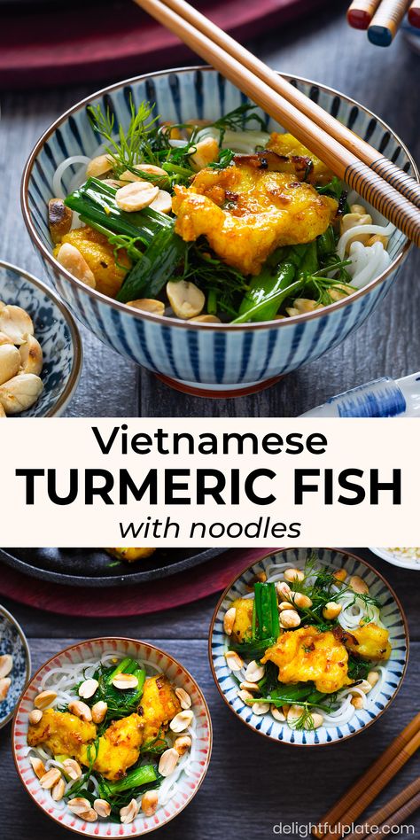 Turmeric Fish, Easy Vietnamese Recipes, Viet Food, Vermicelli Noodles, Vietnamese Cuisine, Noodle Salad, Potluck Recipes, Roasted Peanuts, Vietnamese Recipes