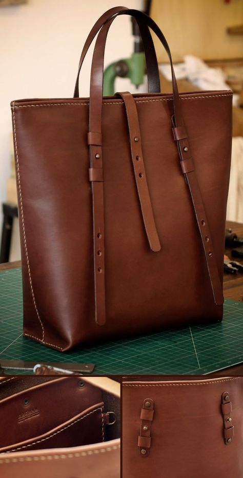 Hand Bags Ideas, Custom Leather Bag, Handmade Leather Tote, Tas Bahu, Bags Ideas, Leather Bag Pattern, Cheap Purses, Vintage Leather Bag, Leather Bag Women