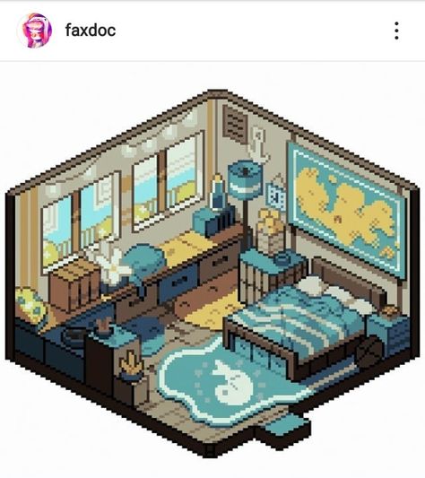 Pixel Art Apartment, Pixel Art Dollhouse, Pixel Bedroom, Pixel Art Bedroom, Pixel Art Room, Isometric Pixel Art, How To Pixel Art, Isometric Room, Pixel Art Landscape