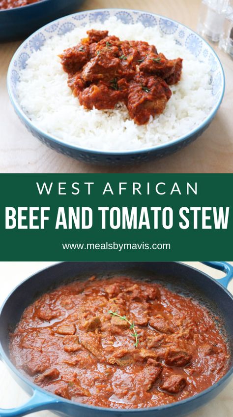 West African beef and tomato stew, also called red stew, is a widely eaten stew in many parts of West Africa. This stew is very easy to make and has an amazing depth of flavour West African Beef Stew, West African Stew, African Tomato Stew, South African Beef Stew, Ghanaian Recipes, Red Stew, Tomato Beef Stew, Cultural Dishes, African Stew