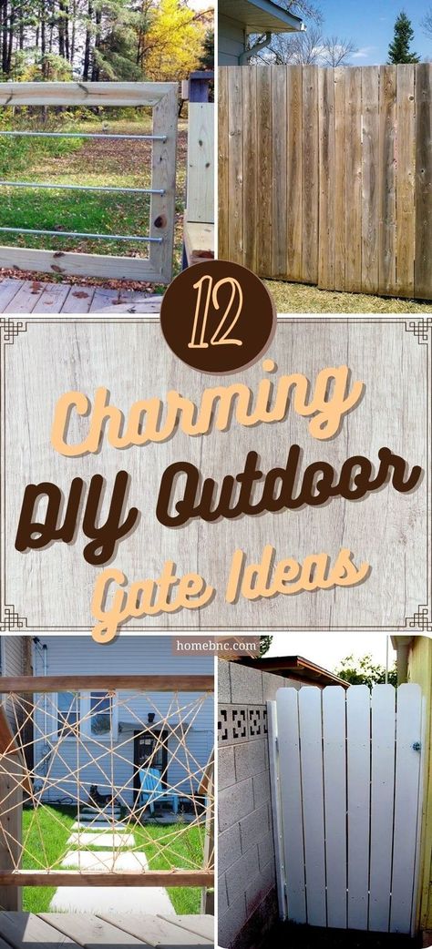 If you're looking for DIY Outdoor Gate Ideas, the good news is that the sky's the limit when it comes to customizing your gate. Matching your gate to the existing fence is easy, but you could also take it up a notch by adding a personal touch. Being a DIY project, you have ample freedom to really make it your own and add as much personality as you want. So go ahead and get creative! Diy Outdoor Gate Ideas, Outdoor Gates, Iron Main Gate Design, Diy Dog Gate, Building A Gate, Diy Gate, Porch Gate, Deck Gate, Vinyl Gates