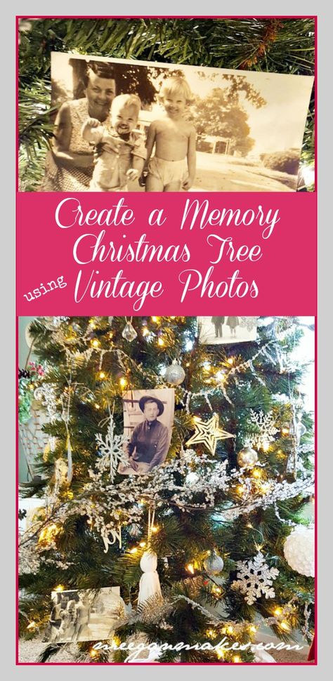 Create a Memory Christmas Tree Using Vintage Photos Memory Christmas Tree Decorating Ideas, Memory Tree Christmas, Memory Christmas Tree, Photo Christmas Tree, Scandinavian Christmas Decorations, Family Christmas Pictures, Memory Tree, My Memory, Xmas Deco