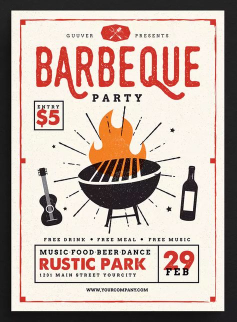 BBQ Event Flyer Template AI, PSD. Download Barbeque Invitations, Bbq Event, Barbeque Party, Poster Sport, Bbq Invitation, Graphic Design Flyer, Barbecue Party, Event Poster Design, Event Flyer Templates