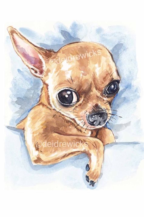 Chihuahua Drawing, Dog Watercolor Painting, Chihuahua Art, Chihuahua Puppy, Cute Chihuahua, Comfy Couch, Chihuahua Love, Watercolor Dog, Chihuahua Puppies