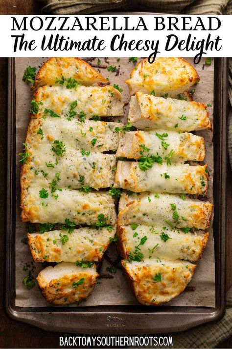 Savor the cheesy goodness of Mozzarella Cheese Bread with our easy recipe. Perfect for any occasion. Satisfy your cravings today! French Bread Cheese Bread, Mozzarella Bread, Homemade Garlic Bread Recipe, Vegan Cheese Substitute, Biscuit Ideas, Comfort Recipes, Baked Sweets, Brunch Bread, Herb Bread