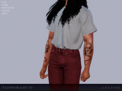 The Sims Resource - Tattoo-Dragon N11 Sims Resource Tattoo, Sims 4 Dragon, Sims 4 Cc Tattoo, Dragon Arm Tattoo, Cc Tattoo, Tattoos Male, Sims 4 Tattoos, Cc Sims4, Tattoo Dragon