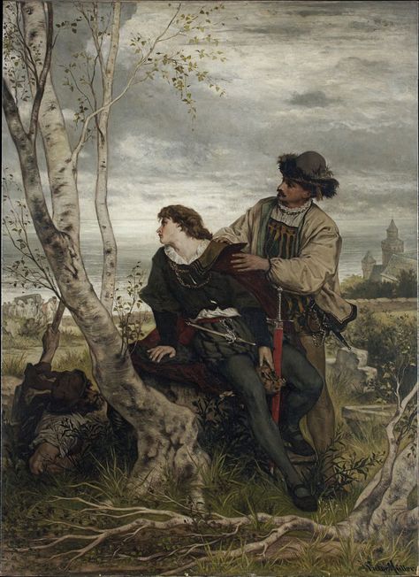 Hamlet and Horatio in the Churchyard, 1868, by Victor Müller, 212.0 x 154.0 cm, Städel Museum, Frankfurt Hamlet And Horatio, Hamlet Horatio, Aberdeen Art Gallery, Wood Nymphs, Istoria Artei, Gustave Courbet, Art Uk, Classical Art, William Shakespeare