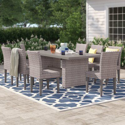 Sol 72 Outdoor Kenwick 9 Piece Outdoor Patio Dining Set 3 Piece Bistro Set, Outdoor Patio Dining, 3 Piece Dining Set, 7 Piece Dining Set, 5 Piece Dining Set, Aluminum Table, Patio Dining Set, Bistro Set, Outdoor Dining Set