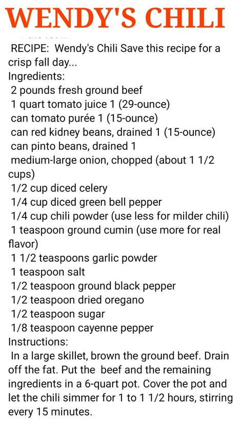 Chilli Recipe Wendy's, Wendys Crockpot Chili, Copycat Wendys Chilli, Copycat Wendy’s Chili Recipe, Wendy’s Chili Copycat, Famous Chili Recipe, Copy Cat Wendy’s Chili, Nalley Chili Recipe Copycat, Wendy’s Chili Recipe Copycat