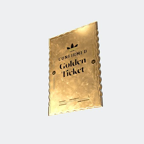 Golden Ticket: Just a few CONFIRMED golden ti https://confirmed.onelink.me/mzYA?pid=share&af_dp=adidas-confirmed%3A%2F%2Fproduct%2FTKT030 Ticket Display, Ticket Design, Golden Ticket, 10 Year Anniversary, Mom Day, Poster Design, Cycling, Branding Design, Auction