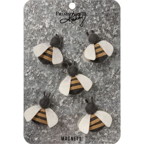 PRICES MAY VARY. SET OF 5: Set includes 5 felt bee magnets. DIMENSIONAL DESIGN: Magnets feature dimensional felt bee designs. PACKAGED ON A METAL BACKER CARD: Magnets are packaged on a galvanized metal backer card. GREAT FOR GIFTING: Bee magnets make a great gift! DESIGNED IN THE USA: This product was proudly designed in the USA. Bee Magnets, Beehive Art, Bee Plush, Felt Magnet, Glass Refrigerator, Table Placemat, Fridge Decor, Black Bee, Cloth Pattern