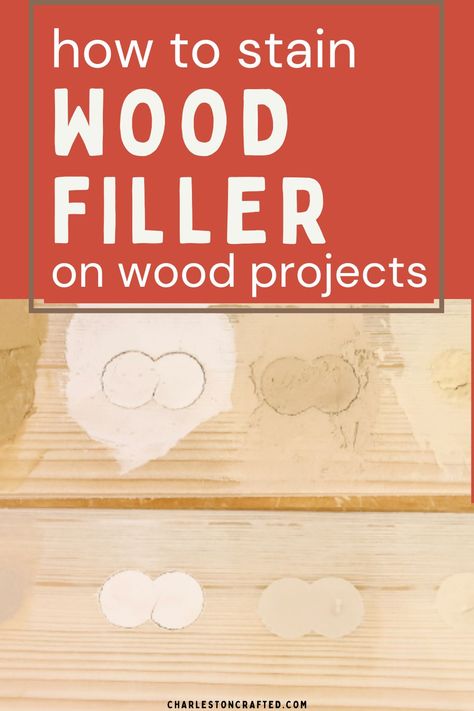 Do you need to apply wood filler to a piece of furniture or wood project? Here is a tutorial on how to stain wood filler for a professional-quality finish. How To Stain Wood Filler, Wood Filler On Table Top, Best Way To Apply Stain To Wood, Diy Wood Filler How To Make, Wood Filler Tips, Wood Filler Before And After, Stainable Wood Filler, How To Stain Wood, Grain Filler