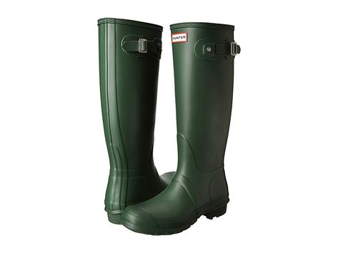 Hunter Original Tall Rain Boots Women's Rain Boots Hunter Green Green Hunter Boots, White Platform Boots, Green Rain Boots, Women's Rain Boots, Knee High Platform Boots, Tall Rain Boots, Green Boots, Low Heel Boots, Womens Rain Boots