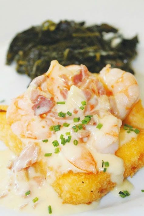 Southern Living calls the Olde Pink House a "Savannah culinary institution'' and the "most Savannah-esque restaurant in town.'' The ... Shrimp And Grits Cakes, Shrimp And Grit Cakes Recipe, Shrimp And Grit Cakes, Lowcountry Recipes, Grit Cakes With Shrimp, Olde Pink House Savannah Recipes, Best Shrimp And Grits Recipe Charleston Sc, Southern Food Recipes Deep South, Sweet Savannah Gingerbread