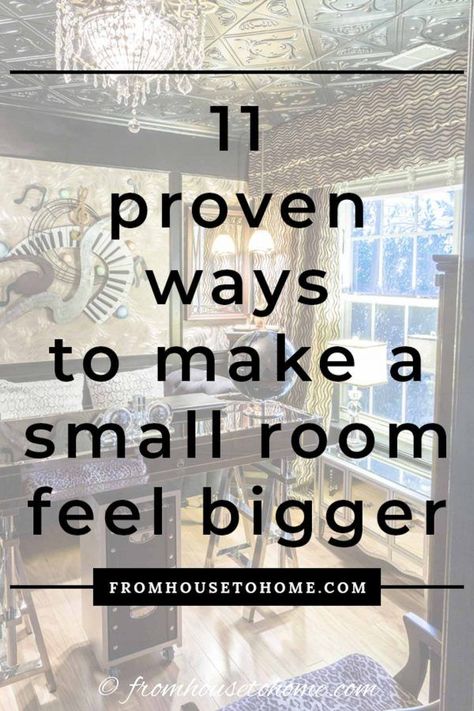 I love these small room decorating ideas! They are such simple ways to give the illusion of more space than there is and make a small room look bigger. Click through to find out more small bedroom decor ideas, small bathroom decor ideas and small living room decor ideas. #fromhousetohome #homedecorideas #homedecorating #decoratingtips #smallrooms #falldiyinspiration Small Room Decorating Ideas, Small Room Feel Bigger, Small Room Look Bigger, Small Space Decorating, Curved Floor Lamp, Room Look Bigger, Small Bedroom Decor Ideas, Glass Dining Room Table, Interior Decorating Tips