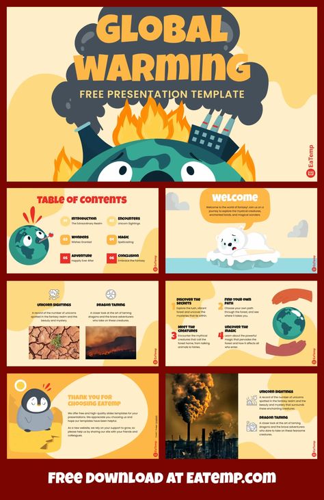 Global Warming PPT Presentation Template - Free PowerPoint Templates, Google Slides, Figma Deck And Resume Ppt Inspiration, Template Name, Free Powerpoint Presentations, Presentation Slides Design, Google Slides Templates, Powerpoint Slide Designs, Presentation Design Layout, Infographic Design Layout, Slides Design