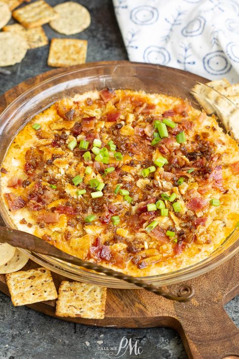 Captain Rodney's Boucan Chicken Dip is creamy, spicy, and sweet. Make ahead this cheese bake recipe, perfect appetizer for parties & gameday. Charleston Cheese Dip, Cheddar Cheese Dip, Grilled Hamburgers, Cheesy Bacon Dip, Chili Cheese Dips, Hamburgers Grilled, Delicious Dips Recipes, Bacon Dip, Hot Cheese