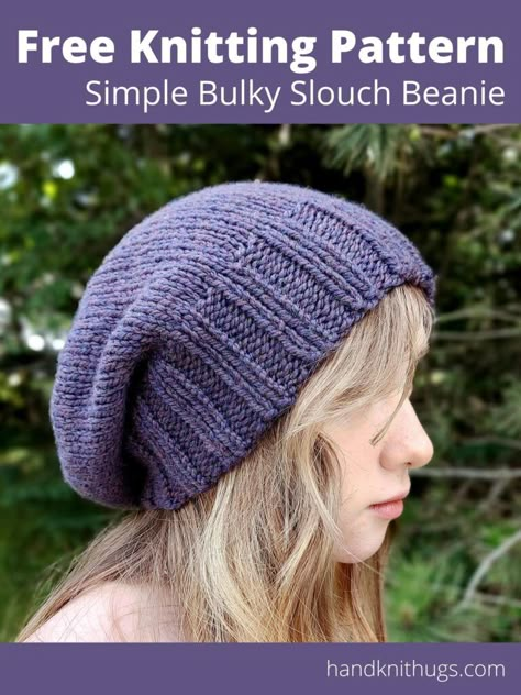 Slouch Beanie Crochet Pattern, Slouch Hat Knit Pattern, Knit Slouchy Hat Pattern, Slouchy Beanie Knit Pattern, Stocking Stitch Knitting, Knitting Patterns Hats Women, Slouchy Beanie Pattern, Knitted Slouch Hat, Slouch Hat Pattern