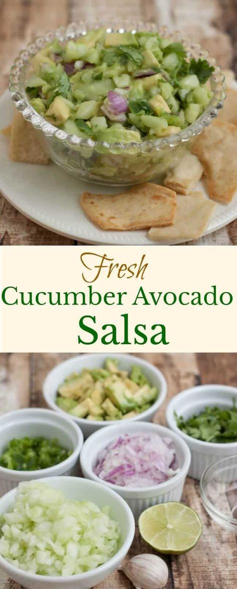 Cucumber Avocado Salsa, Avocado Salsa Recipe, Cucumber Salsa, Avocado Cucumber, Fresh Cucumber, Cucumber Avocado, Healthy Dips, Fresh Avocado, Cucumber Recipes