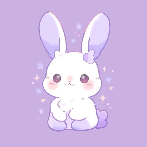 Purple Themes Icon, Purple Rabbit Wallpaper, Cute Bunny Pfp, Purple Doodles, Kawaii Animation, Rabbit Wallpaper, Dark Purple Wallpaper, Purple Bunny, Purple Animals