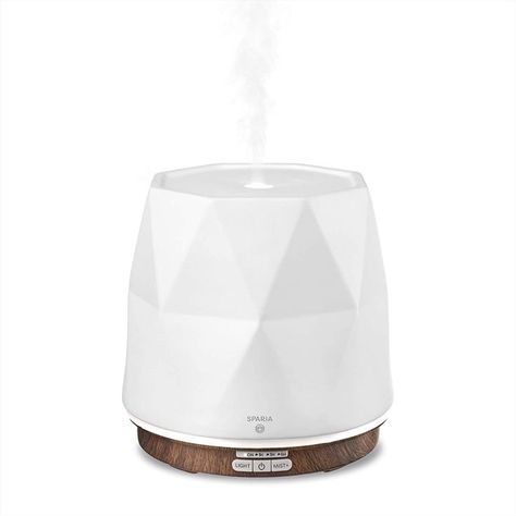 Sparia Ceramic Ultrasonic Essential Oil Diffuser for Aromatherapy, Matte White with Wood Grain, 300ml, 18 Hour Runtime Essential Oils Diffuser, Wood Grain Pattern, Diffuser Sticks, Living Essentials Oils, Aroma Oil, Organic Essential Oils, Home Scents, Aromatherapy Diffusers, Aroma Diffuser