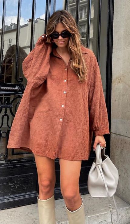 Aesthetic Burnt Orange, Fall Aesthetic Outfits, Beige Oversized Sweater, White Blouse Dress, White Satin Blouse, Fall Aesthetic Outfit, Burgundy Knit Sweater, Grey Knit Dress, Burgundy Outfit