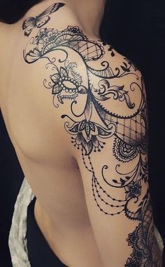 Top 103 Best Lace Tattoos [2020 Inspiration Guide] - Next Luxury Lace Tattoos, Lace Tattoo Design, Tato Henna, Inspiration Tattoos, Cat Tattoos, Tiny Tattoo, Lace Tattoo, Shoulder Tattoos For Women, Diy Tattoo