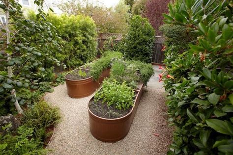 Garden Envy: 10 Dramatic Drainage Ideas to Steal - Gardenista Raised Veggie Gardens, Garden Potager, Garden Troughs, Vegetable Garden Raised Beds, Water Trough, Trough Planters, Diy Raised Garden, Raised Garden Beds Diy, Garden Designer