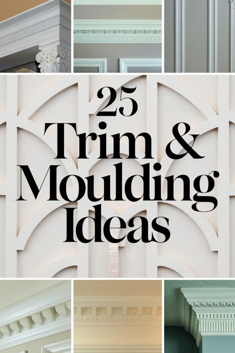 25 trim and moulding ideas displayed with various design examples. Decorative Chair Rail Molding, Trim Walls Ideas, Kitchen Wall Trim Ideas, Different Types Of Wall Moulding, Trim And Moulding Styles, Vintage Trim Molding, Decorative Wall Moulding, Faux Trim Molding, Square Molding On Wall