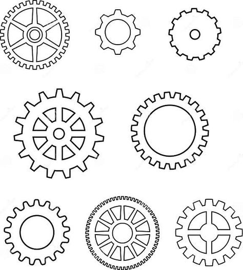 Gears in vector stock vector. Illustration of drawing - 11222174 Gears Painting, Cog Tattoo, Gear Template, Gear Drawing, Steampunk Drawing, Gears And Cogs, Foam Props, Gear Design, Mechanical Gears