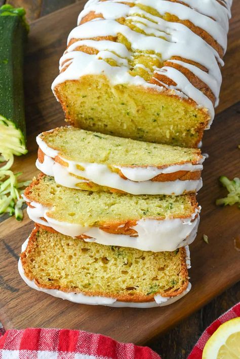 Lemon Zucchini Bread Zucchini Lemon Bread, Lemon Zucchini Bread Recipe, Lemon Zucchini Loaf, Lemon Zucchini Bread, Lemon Zucchini, Zucchini Bread Recipe, Lemon Icing, Lemon Bread, Lemon Loaf